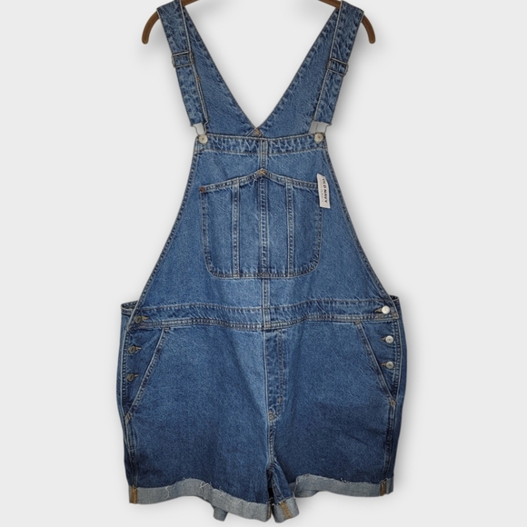 Old Navy Plus Size Denim Shortalls 2X Blue NEW - Picture 2 of 6